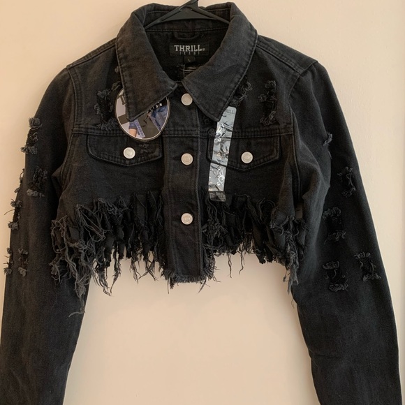 THRILL Cropped Half Jean Jacket - Junior Size - Picture 2 of 4